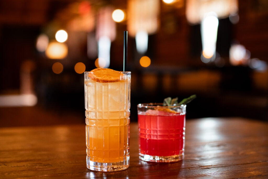 Two colorful cocktails in the Ranch House Restaurant Saloon